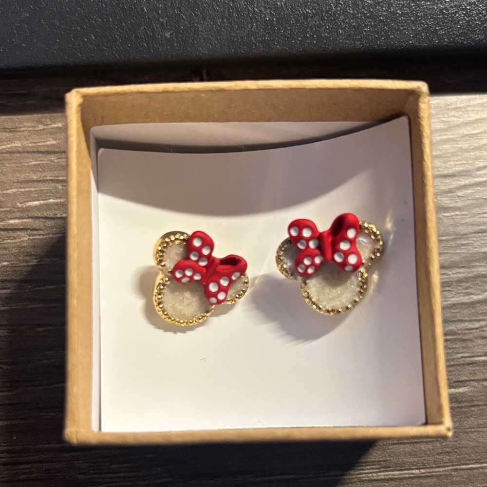 Gold and Red Bow Minnie Earrings